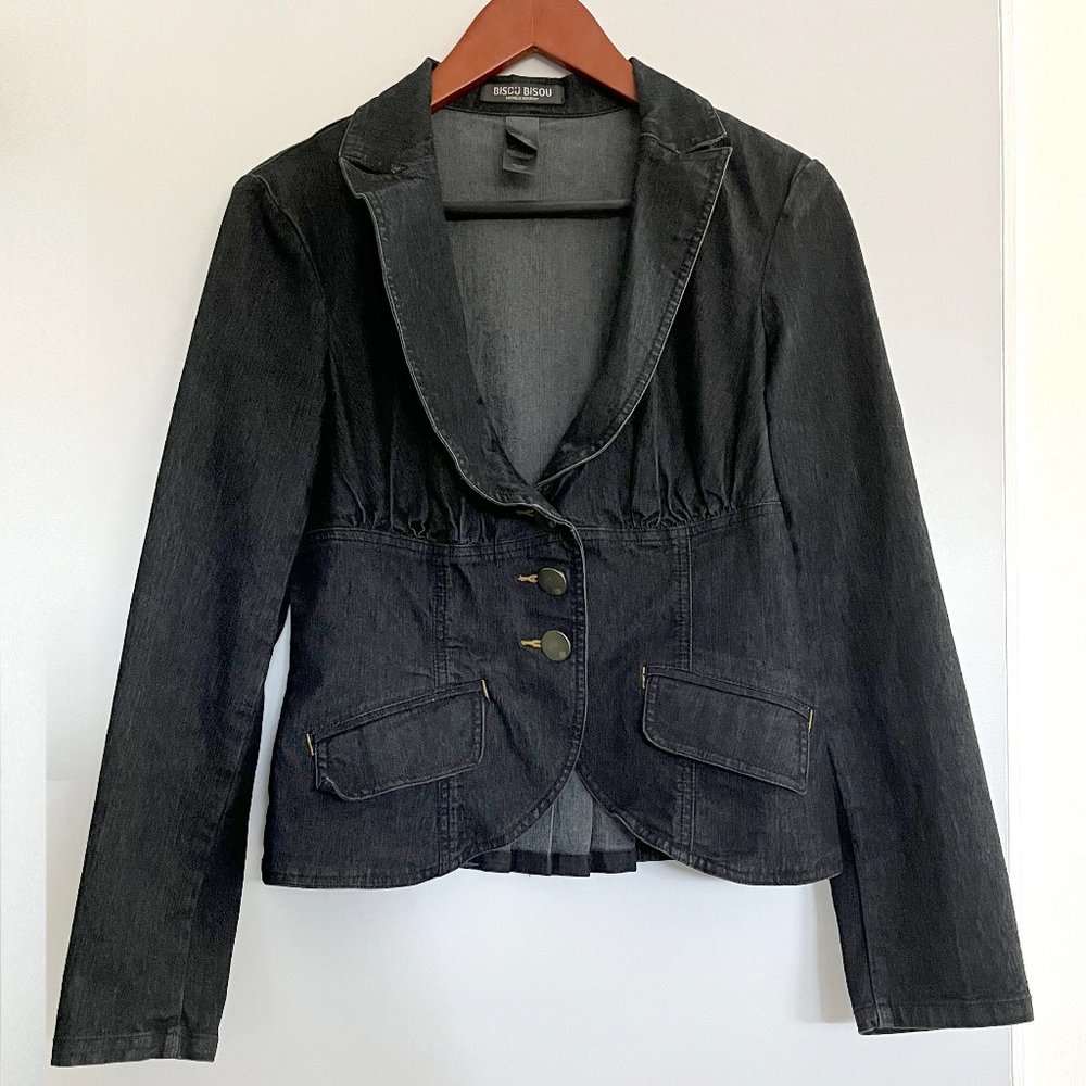 Bisou Bisou dark wash denim blazer jacket